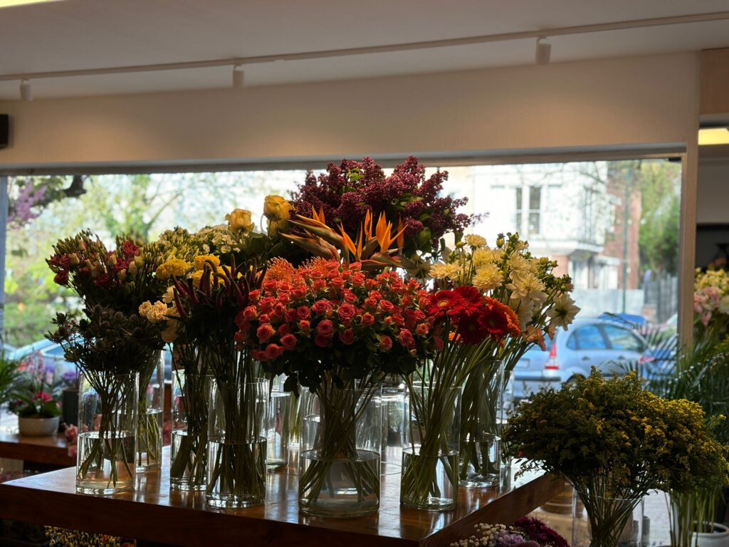 Intérieur de la boutique Gladys Fleurs à Bruxelles